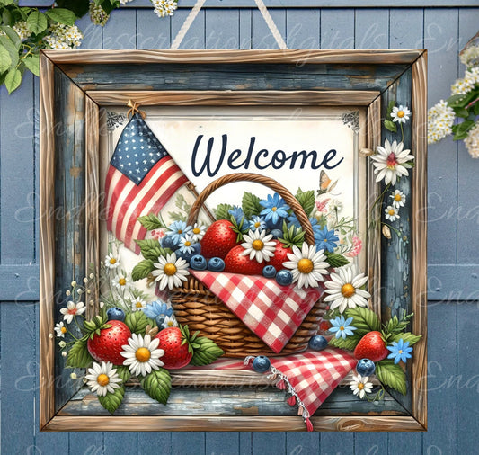 INDEPENDENCE DAY DOOR hanger, wreath sign, square cutting board png, for sublimation high resolution