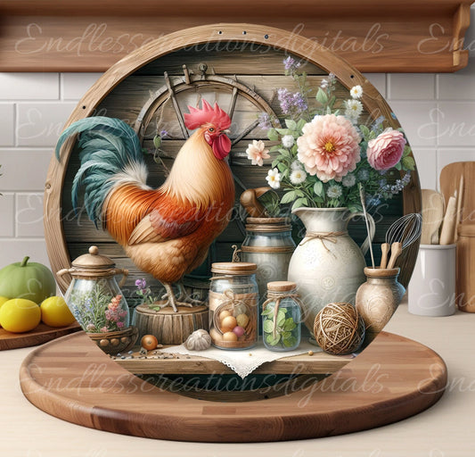 ROOSTER ROUND CUTTING board sublimation  sublimation high resolution 1 file