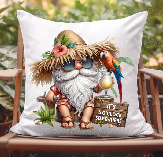 SUMMER TROPICAL GNOMES sublimation png, transparent  for sublimation high resolution, 5 files,