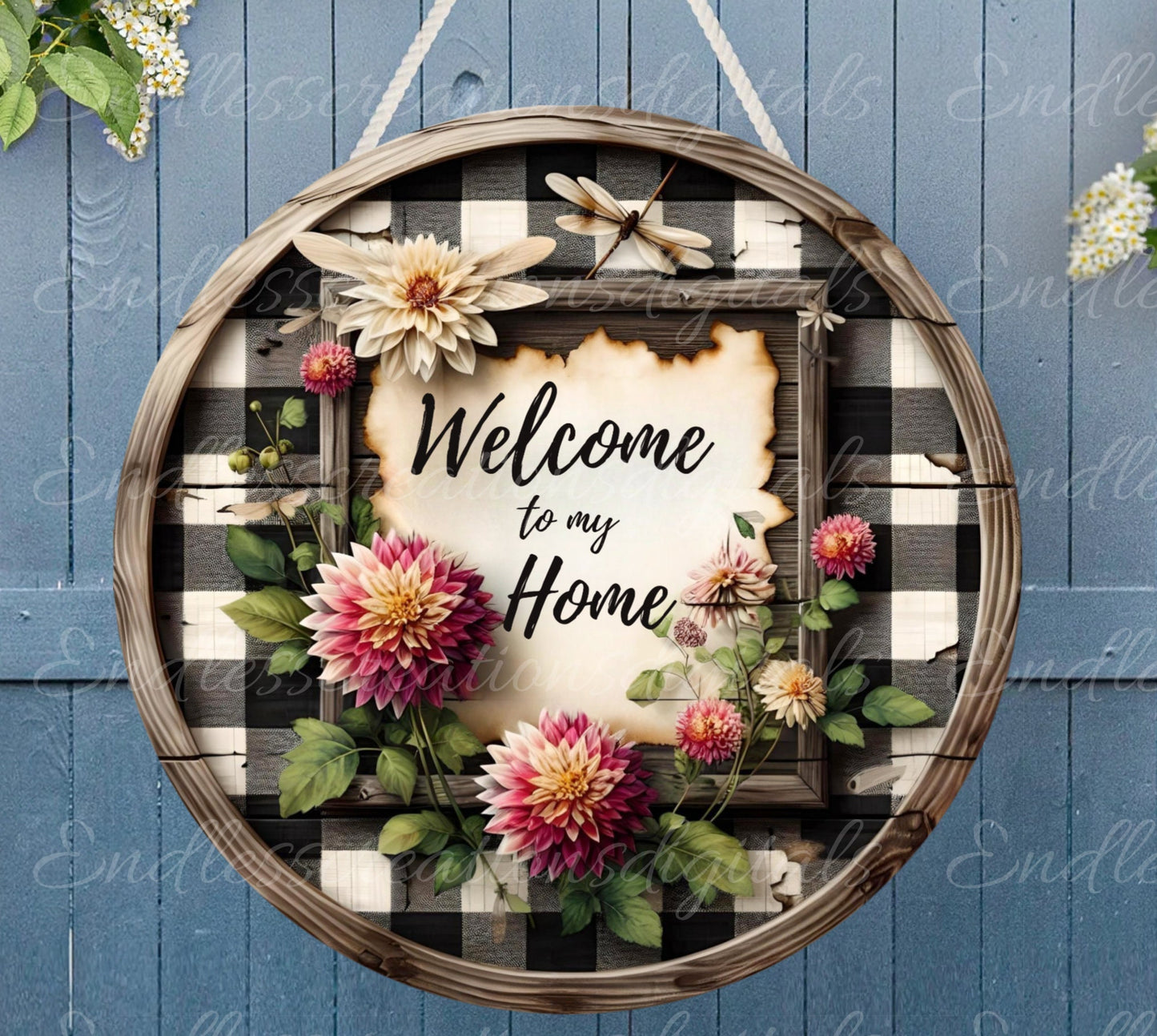 WELCOME SUMMER DOOR HANGER, wreath sign, cutting board png, for sublimation high resolution 2 round files 1 blank for your own text