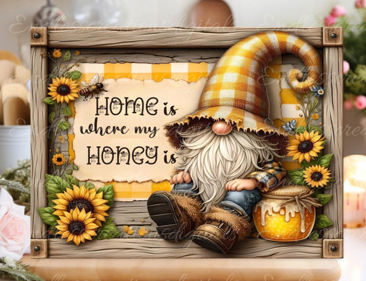 HONEY GNOME CUTTING board sublimation  sublimation high resolution 2 files, 1 add your own text