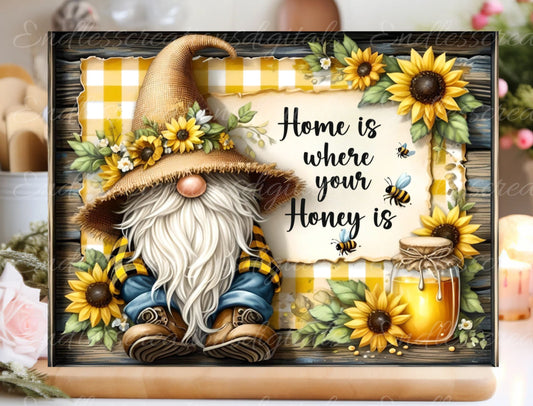 HONEY GNOME CUTTING board sublimation  sublimation high resolution 2 files, 1 add your own text