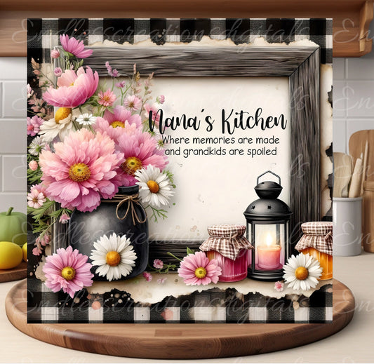 NANA'S KITCHEN SQUARE cutting board sublimation  sublimation high resolution 2 files, 1 add your own text