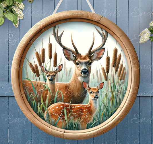 DEER FAMILY DOOR hanger, wreath sign png, round cutting board for sublimation high resolution,