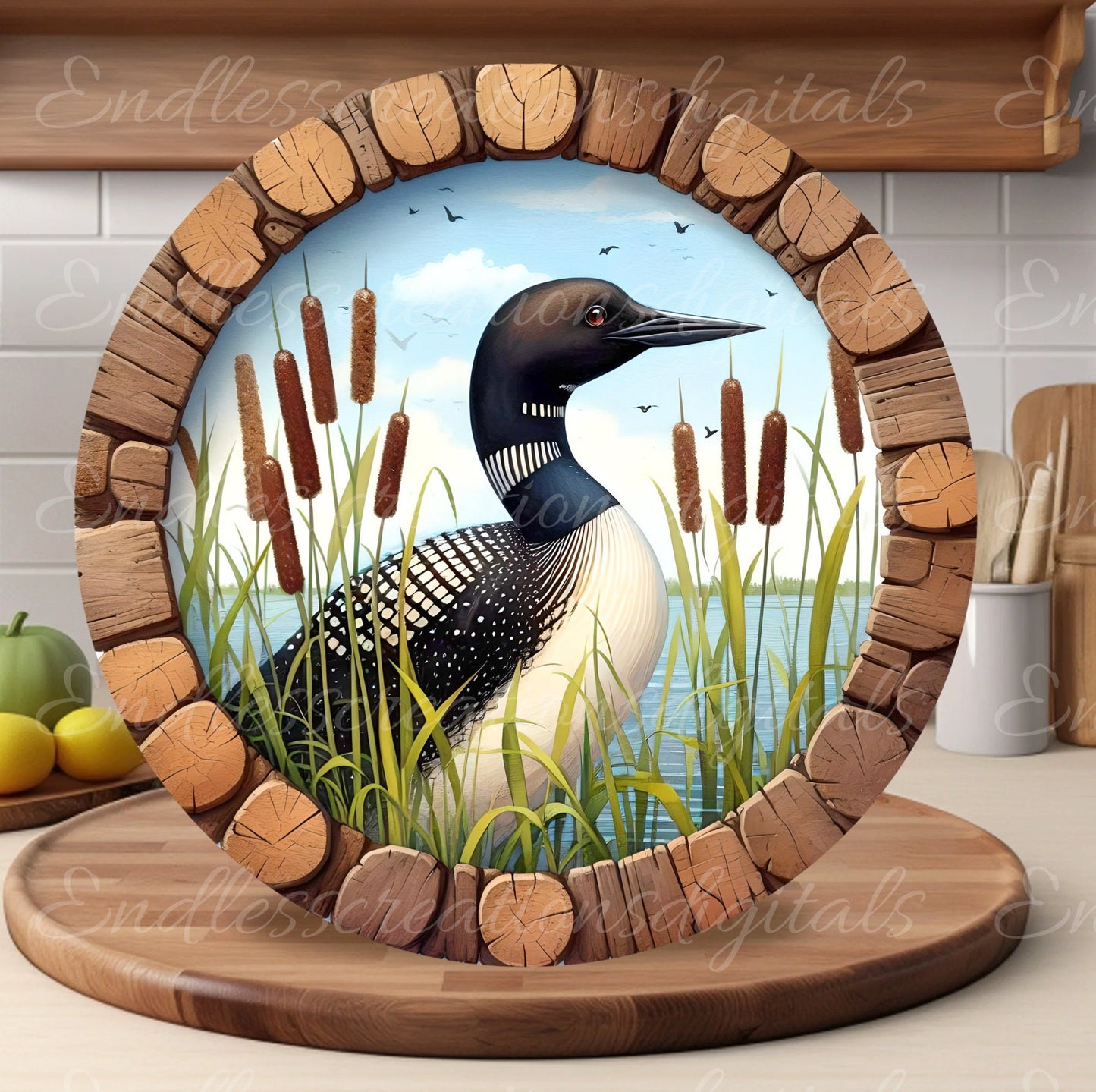 LOON DOOR hanger, wreath sign png, round cutting board for sublimation high resolution,