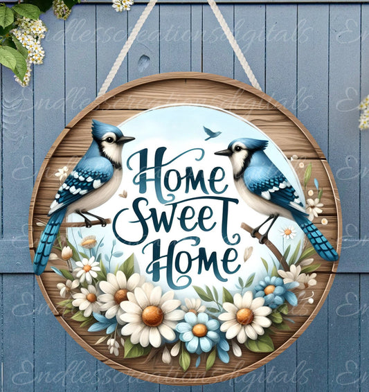 BLUE JAY SUMMER DOOR hanger, wreath sign png, for sublimation high resolution,