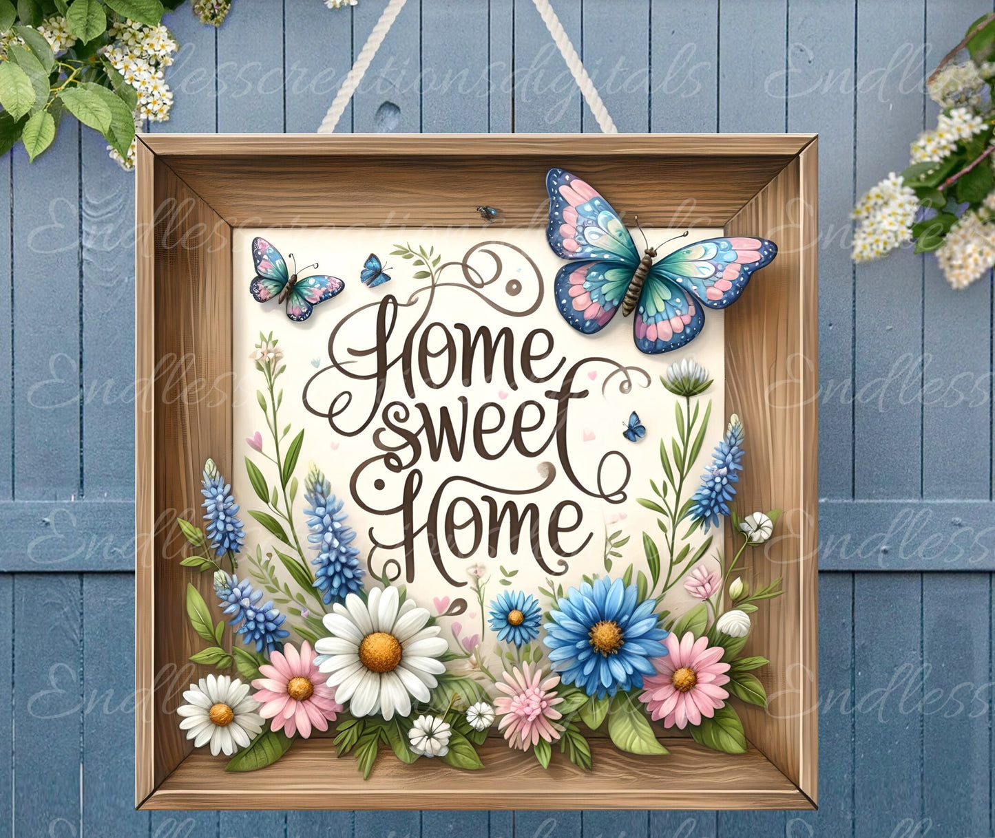 BUTTERFLY HOME SWEET home, door hanger, cutting board sublimation  sublimation high resolution 1 file