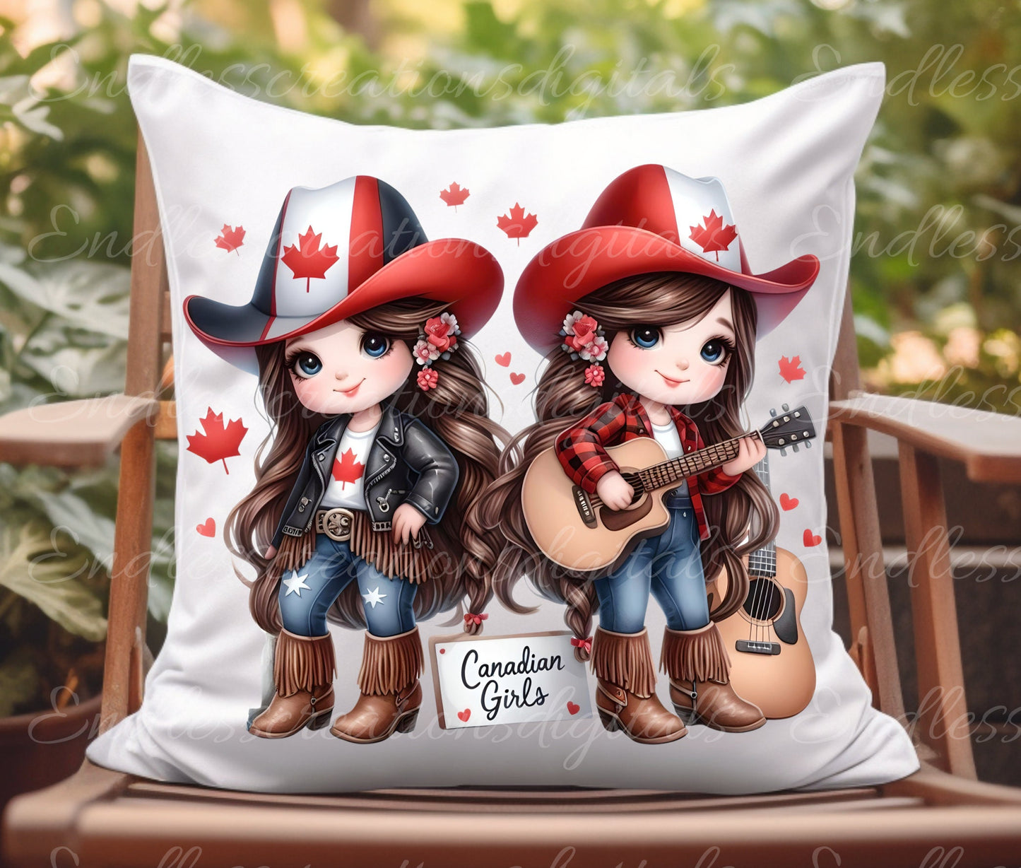 CANADIAN GIRLS COUNTRY music gnomes sublimation package  high definition 300png, transparent, for use on pillows, mugs, wine tumblers etc