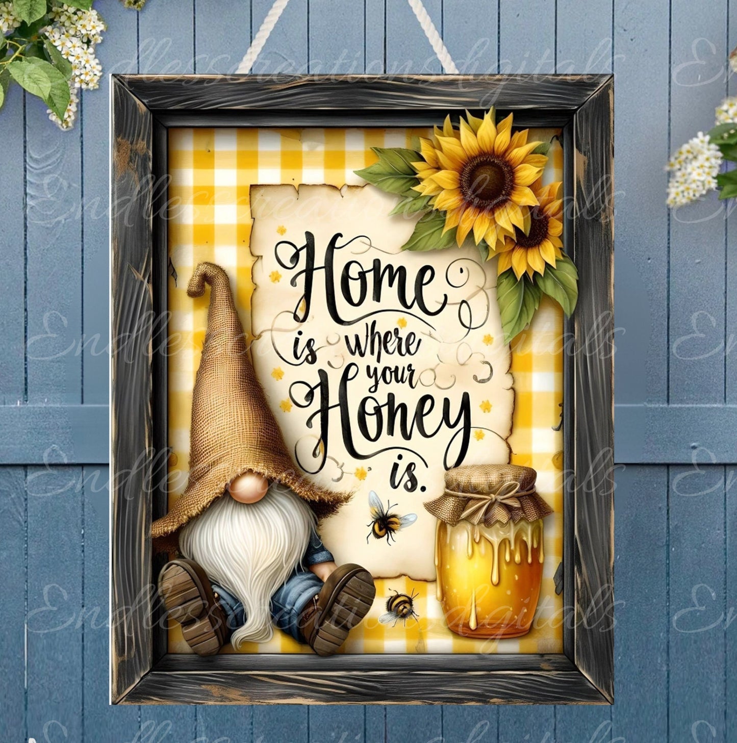 HONEY GNOME DOOR hanger 8 x 10, wreath sign png, cutting board etc. for sublimation high resolution