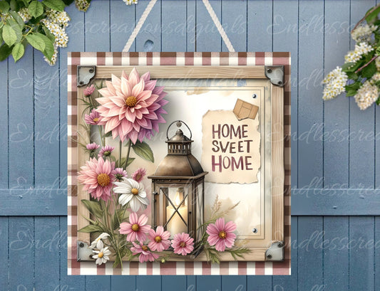 HOME SWEET HOME Door hanger 12 x 12, wreath sign png, cutting board etc. for sublimation high resolution 2 files for download, 1 blank