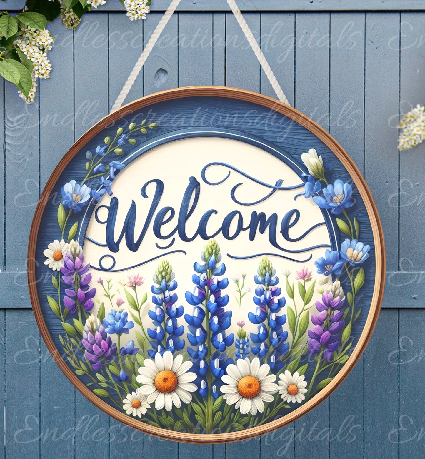 FLORAL SUMMER WELCOME door hanger, wreath sign png, for sublimation high resolution