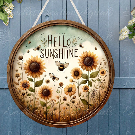 HELLO SUNSHINE SUMMER DOOR hanger, wreath sign, png, for sublimation high resolution,