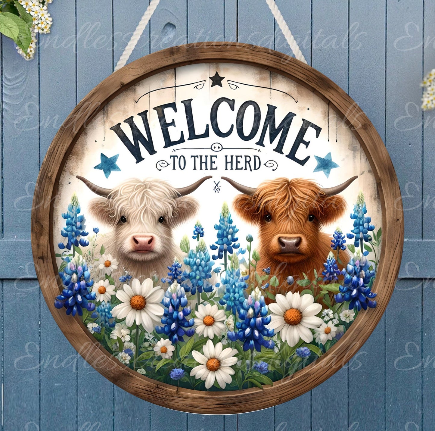 HIGHLAND COWS WELCOME DOOR HANGER