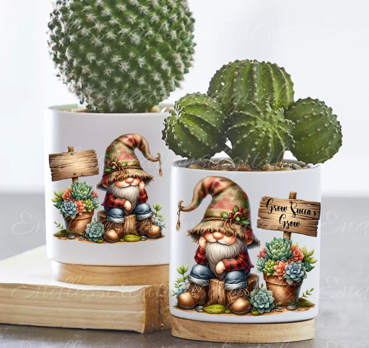 PLANT POT GNOMES sublimation png, transparent  for sublimation high resolution, 5 files, 1 file add your own text