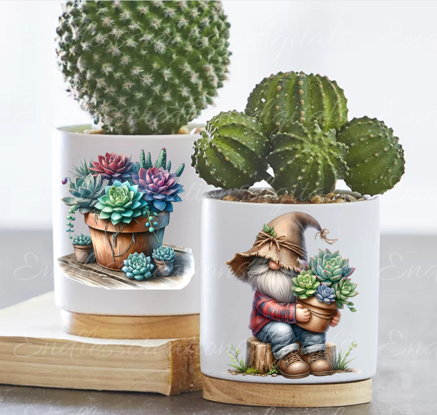 PLANT POT GNOMES sublimation png, transparent  for sublimation high resolution, 5 files, 1 file add your own text