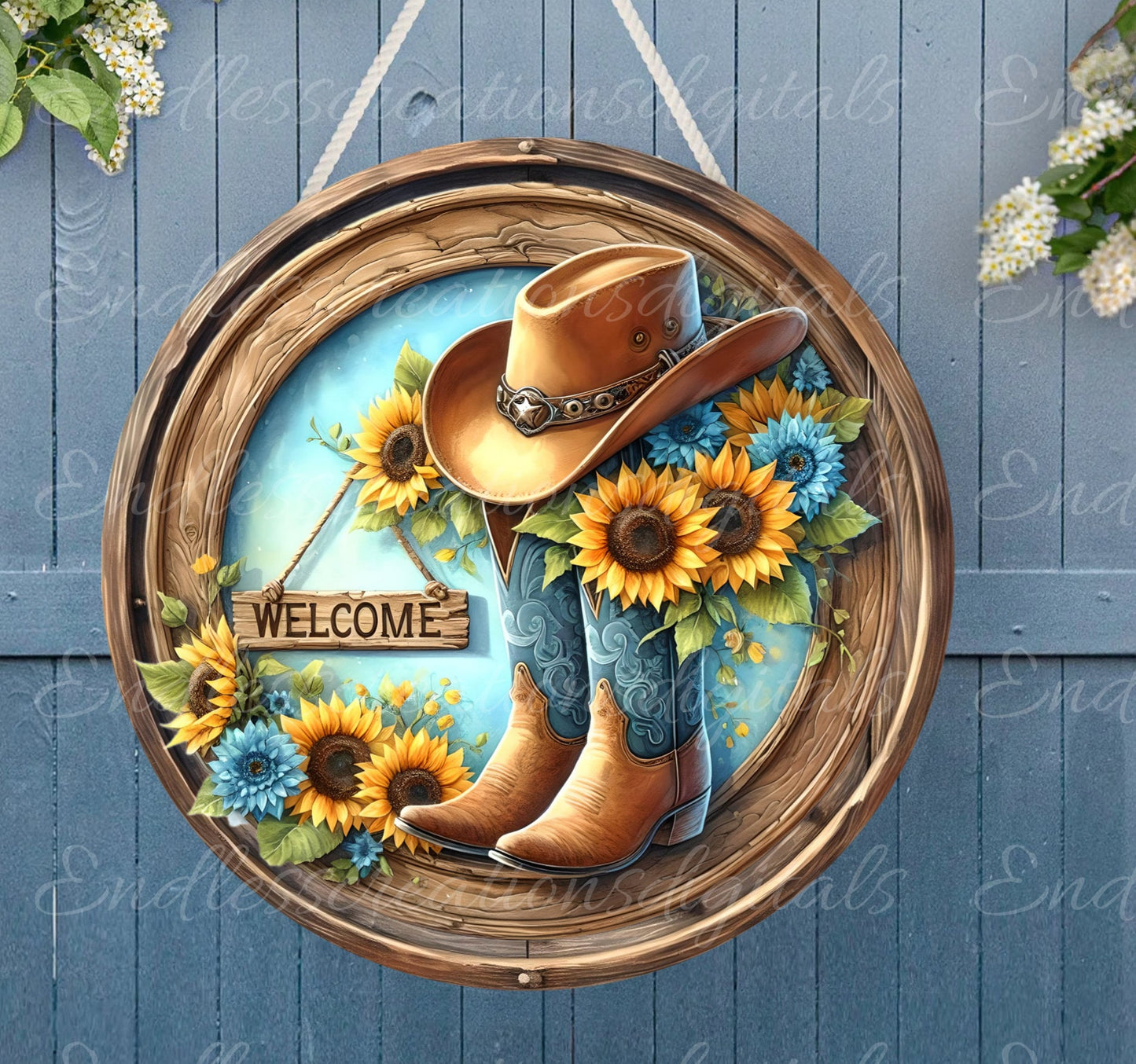 WELCOME SUMMER DOOR HANGER, wreath sign png, for sublimation high resolution, 2 files for download, 1 add your own text!