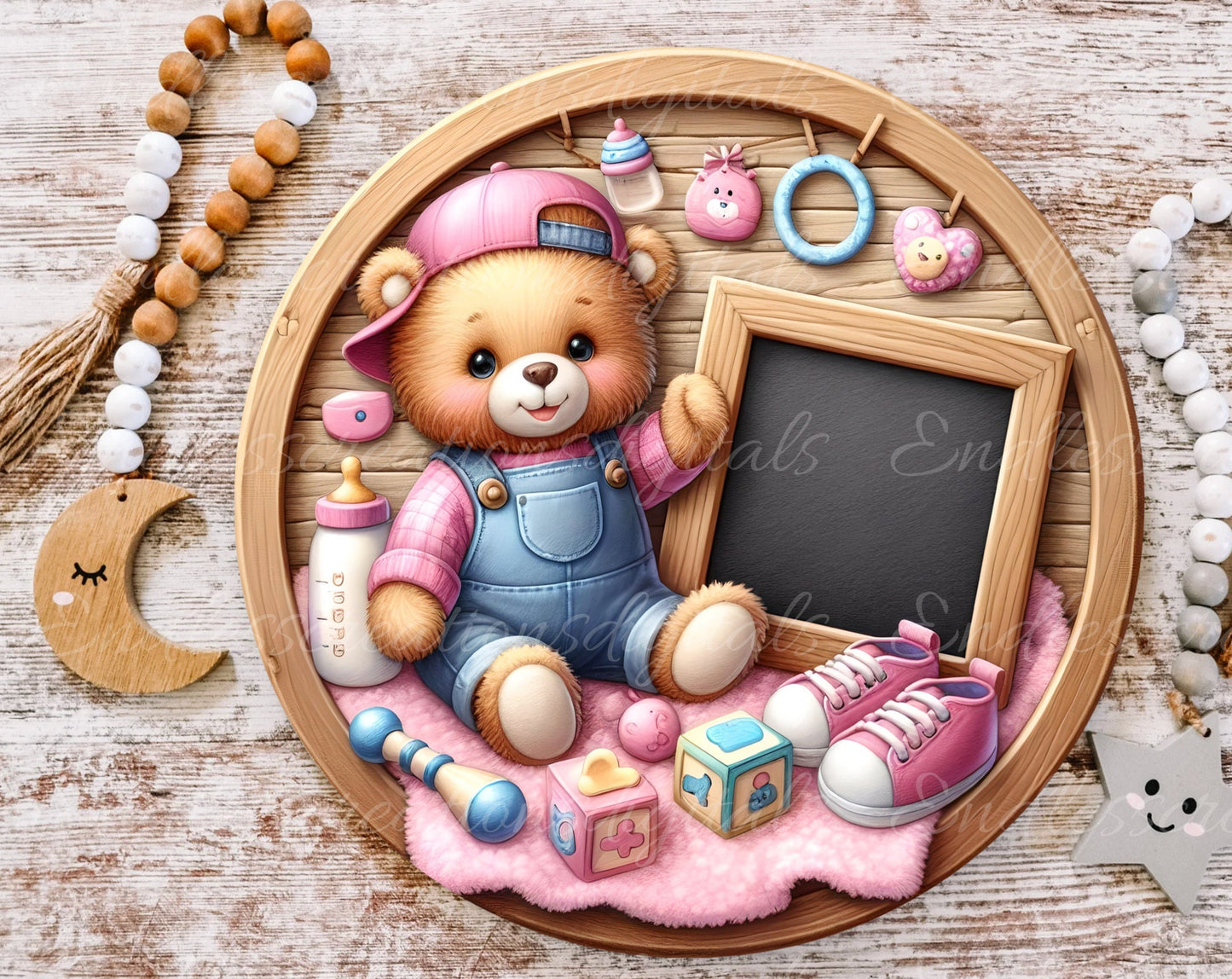 BABY'S ROOM ANNOUNCEMENT round, DIGITAL DOWNLOAD ONLY, for sublimation high resolution, 1 file add your own text!