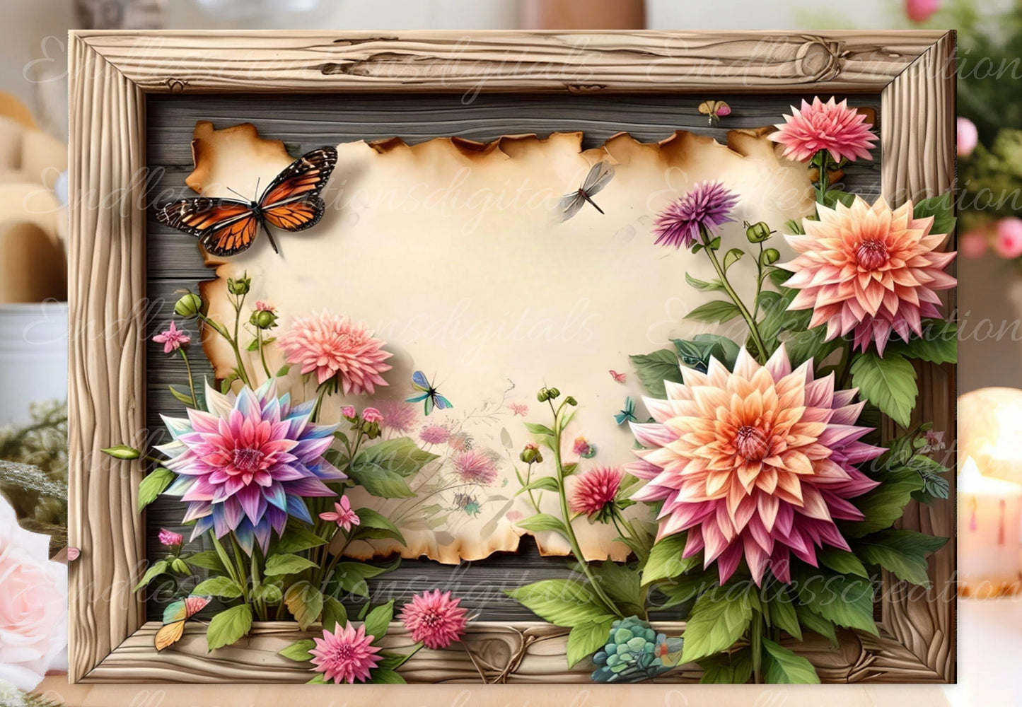 FLORAL CUTTING BOARD sublimation  sublimation high resolution 2 files, 1 add your own text