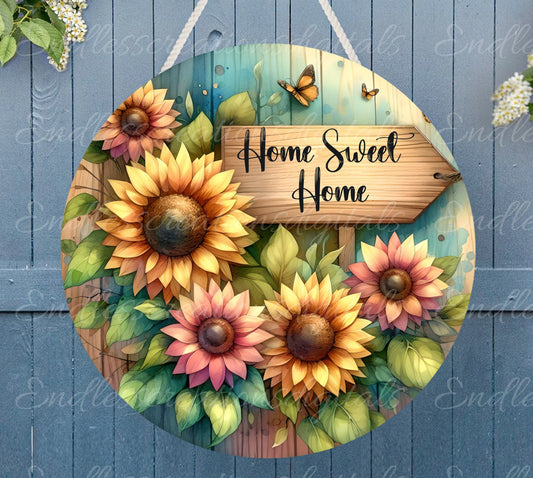 SUNFLOWER SUMMER DOOR HANGER, wreath sign, png, for sublimation high resolution 2 files for download, 1 add your own text