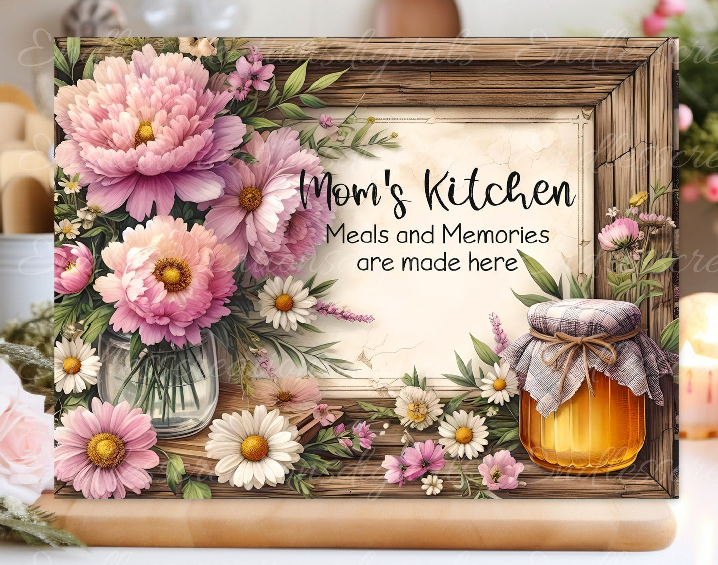 MOM'S KITCHEN CUTTING board sublimation  sublimation high resolution 2 files, 1 add your own text