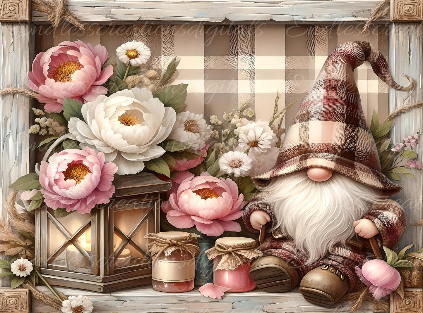 KITCHEN PEONY GNOME cutting board sublimation  sublimation high resolution 2 files, 1 add your own text