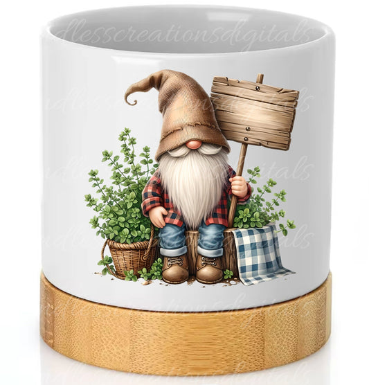 HERB PLANT POT gnomes sublimation png, transparent  for sublimation high resolution, 5 files, add your own text