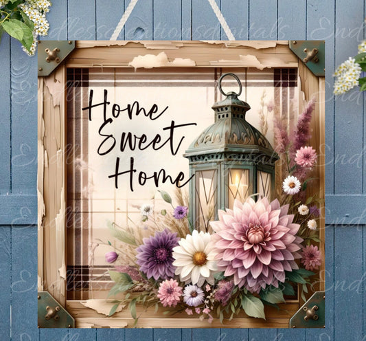 HOME SWEET HOME square door hanger, wreath sign, square cutting board png, for sublimation high resolution, 2 files , 1 add your own text