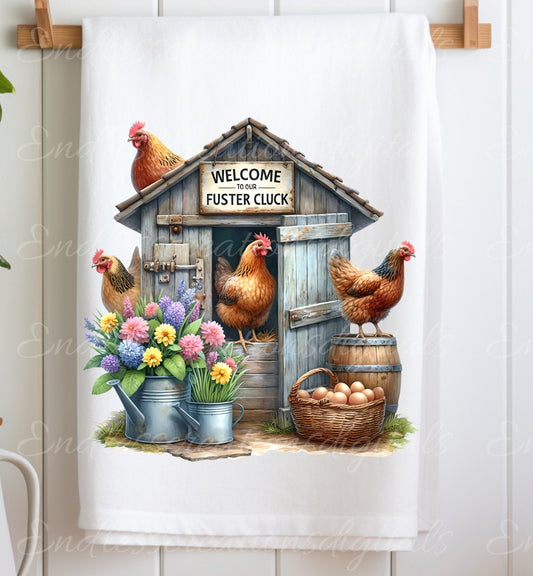 CHICKEN TEA TOWEL TRANSPARENCIES BUNDLE OF 5