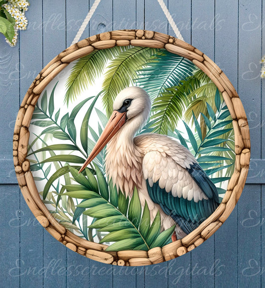 TROPICAL STORK DOOR hanger, wreath sign png, round cutting board for sublimation high resolution,