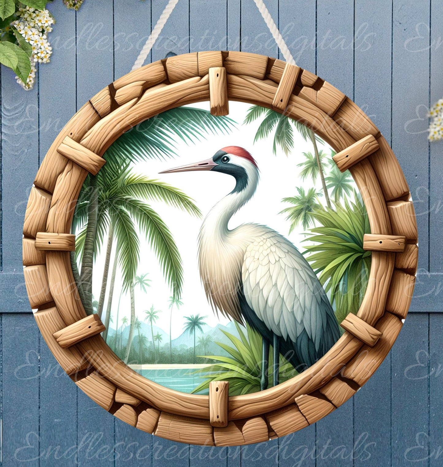 TROPICAL STORK DOOR hanger, wreath sign png, round cutting board for sublimation high resolution,