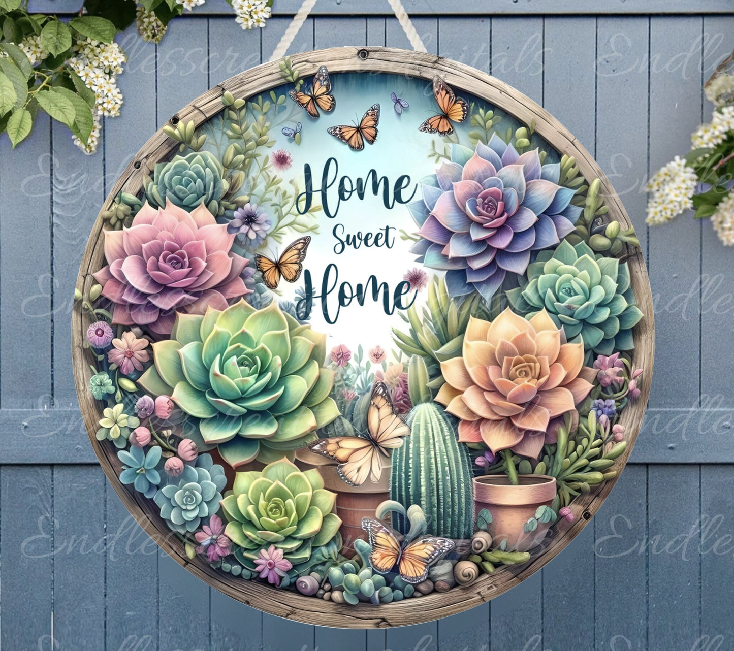 HOME SWEET HOME door hanger, wreath sign, round cutting board png, for sublimation high resolution,2 files for download, 1 add your own text
