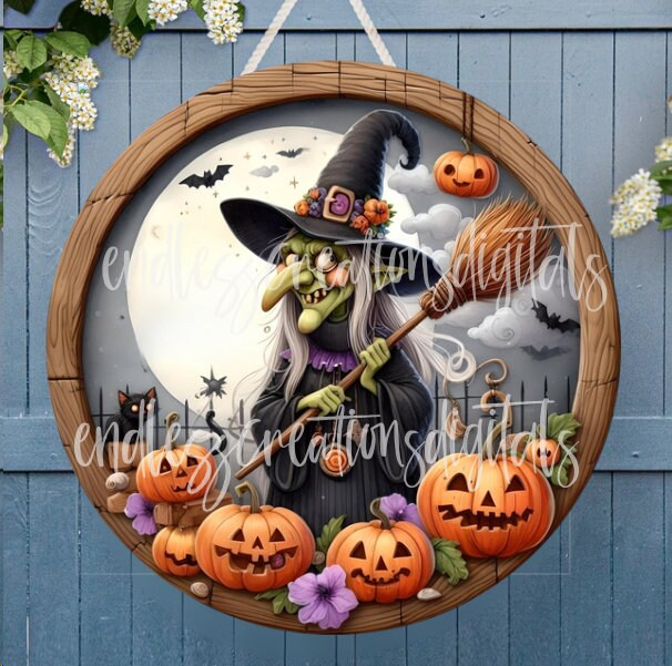 HALLOWEEN DOOR HANGER, wreath sign, round cutting board png, for sublimation high resolution, 2 files, 1 add your own text