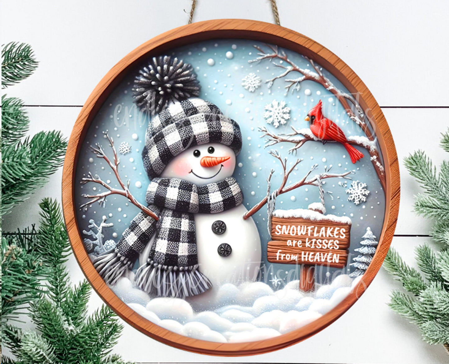 WINTER SNOWMA DOOR hanger, wreath sign, round cutting board png,  for sublimation high resolution, 2 files for download, 1 add your own text