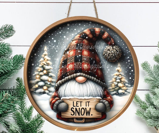 LET IT SNOW door hanger, wreath sign, round cutting board png,  for sublimation high resolution, 2 files for download, 1 add your own text