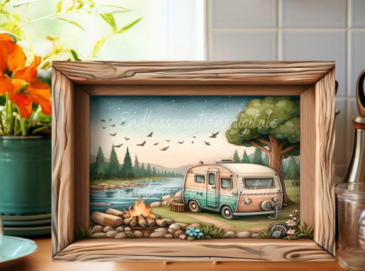 CAMPER CUTTING BOARD, wreath sign png, for sublimation high resolution, 1 file add your own text
