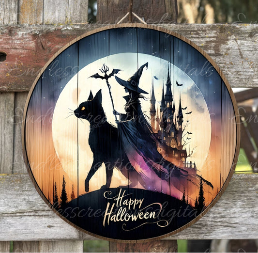 HALLOWEEN DOOR HANGER, wreath sign, round cutting board png, for sublimation high resolution