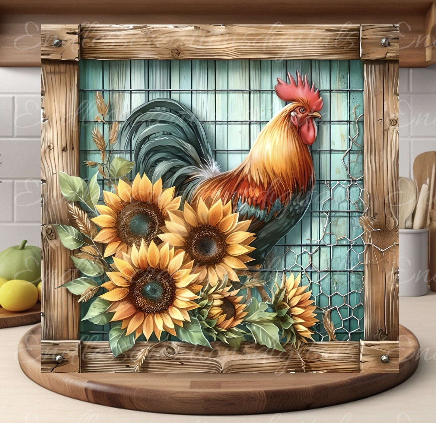 ROOSTER SQUARE CUTTING board sublimation  sublimation high resolution 1 file