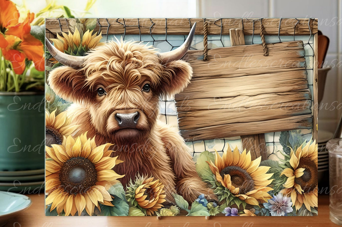 HIGHLAND COW CUTTING board,  sublimation high resolution, can be resized, add your own text, 1 file for download