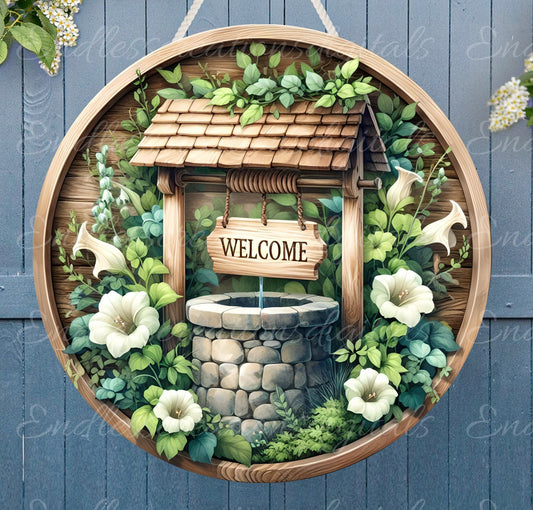 WELCOME DOOR HANGER, wreath sign, round cutting board png, for sublimation high resolution, 2 files for download, 1 add your text