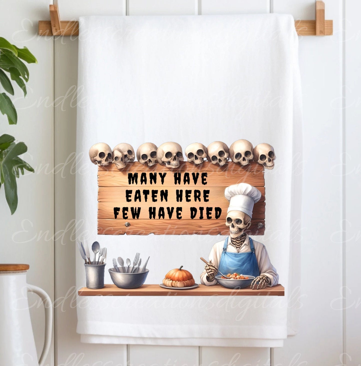 TEA TOWEL SKELETON sublimation package of 5 high definition 300png