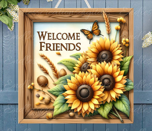 WELCOME  SQUARE DOOR hanger, wreath sign, square cutting board png, for sublimation high resolution, 2 files , 1 add your own text