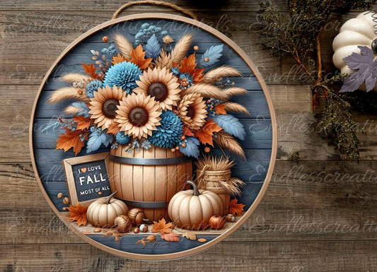ROUND FALL DOOR hanger, wreath sign,  cutting board png, for sublimation high resolution 2 files, 1 add your own text