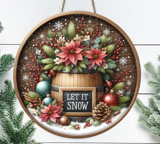 WINTER DOOR HANGER, wreath sign, round cutting board png, for sublimation high resolution 2 files for download, 1 add your own text