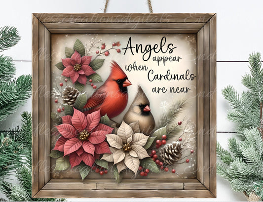 WINTER CARDINAL SQUARE door hanger, wreath sign, square cutting board png, for sublimation high resolution