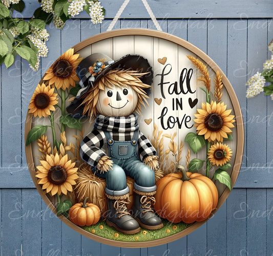 FALL SCARECROW DOOR hanger, wreath sign, round cutting board png, for sublimation high resolution 2 files for download, 1 add your own text