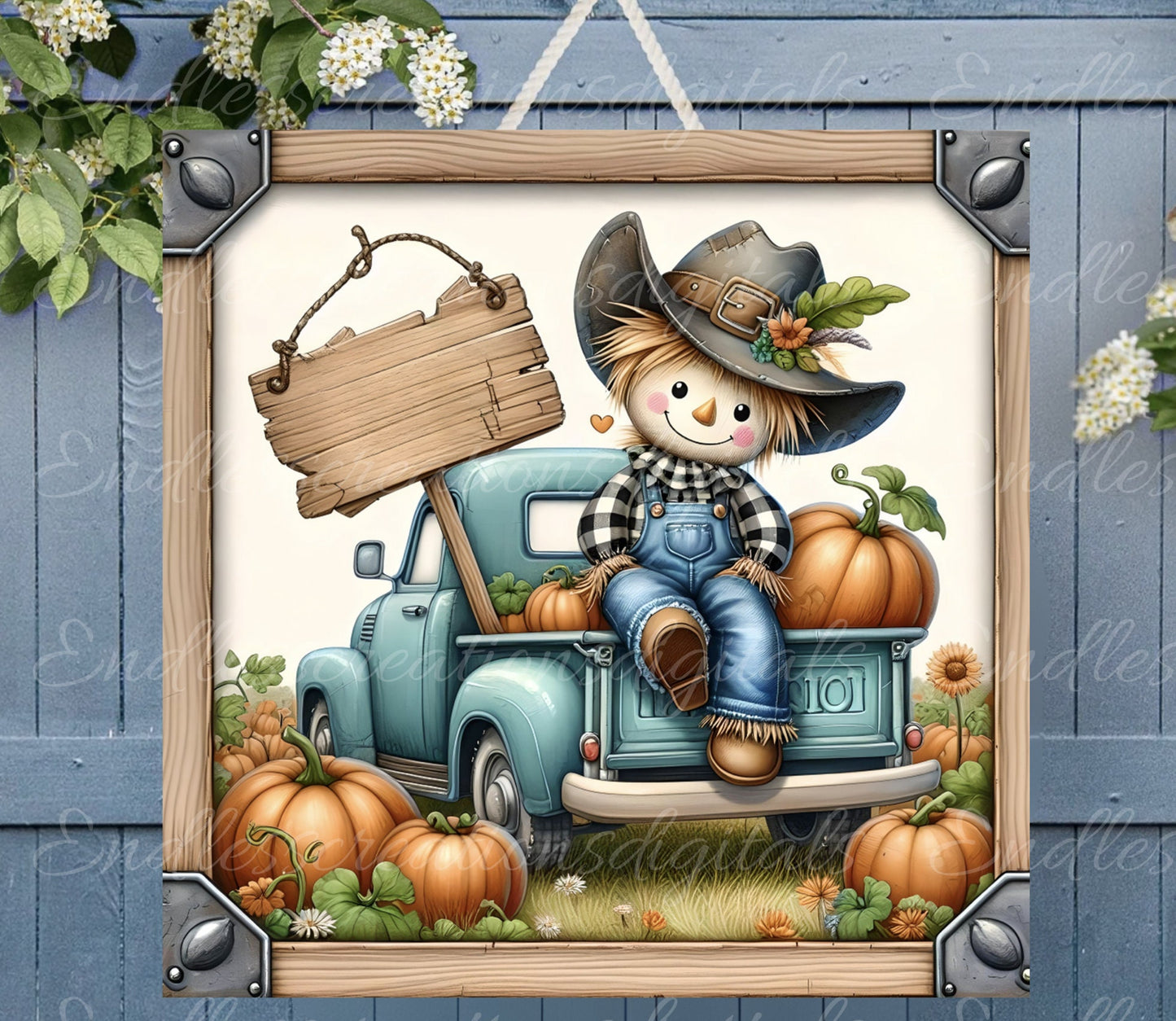 SQUARE WELCOME PATCH FALL SCARECROW