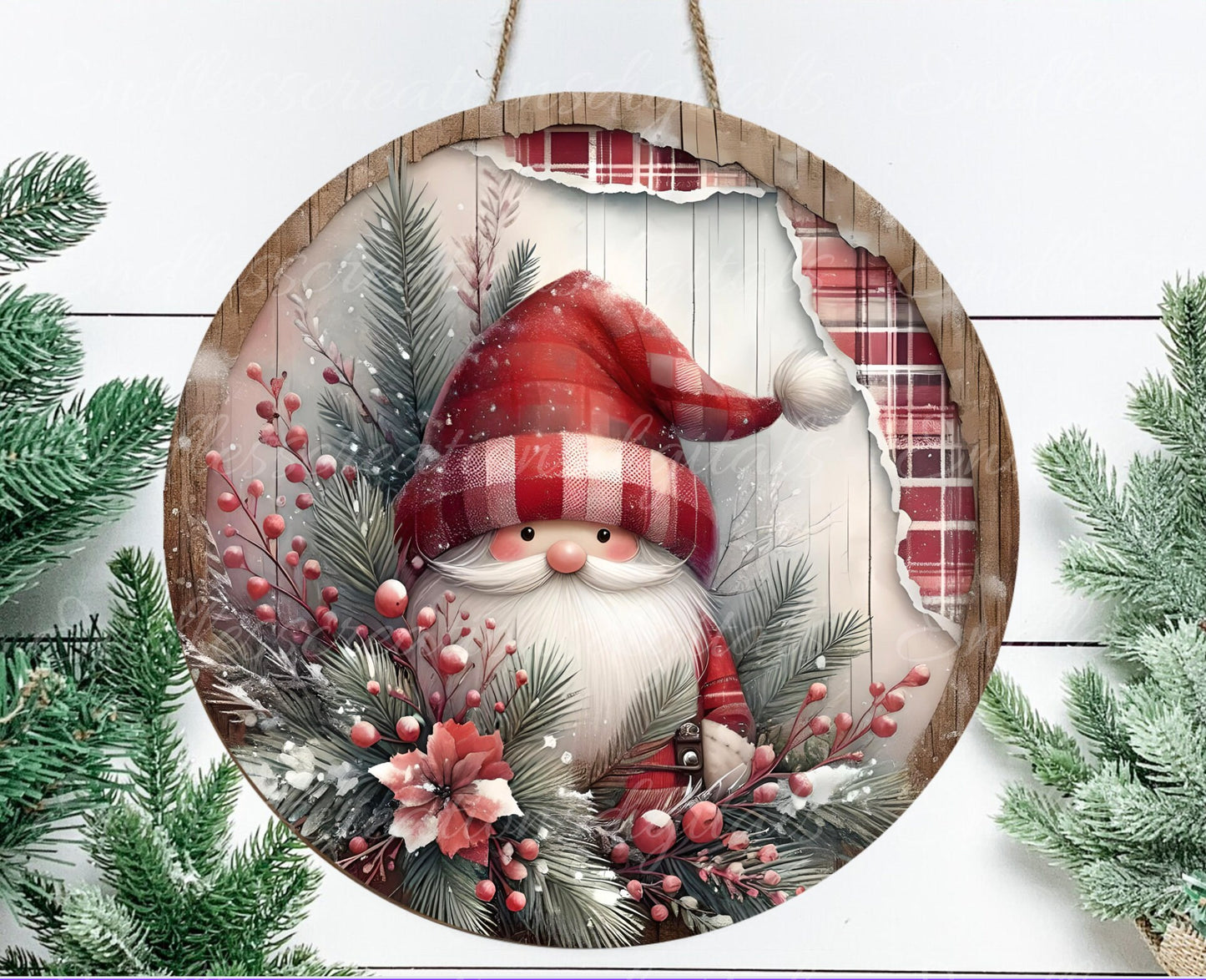 SANTA DOOR HANGER, wreath sign, round cutting board png,  for sublimation high resolution, 2 files  1 add your own text