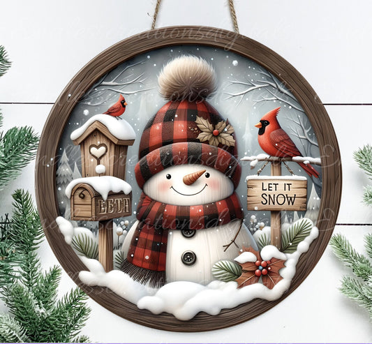 WINTER SNOWMA DOOR hanger, wreath sign, round cutting board png,  for sublimation high resolution, 2 files for download, 1 add your own text