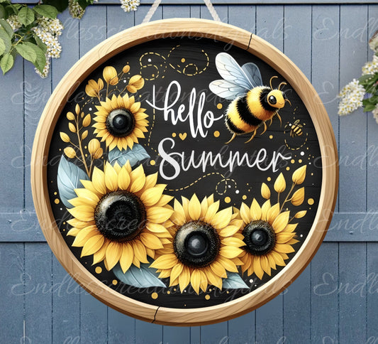 HELLO SUMMER DOOR hanger, wreath sign png, for sublimation high resolution