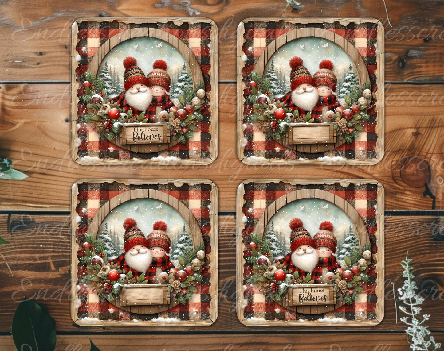 SANTA, MRS CLAUS square door hanger, wreath sign, square cutting board, coaster png,  for sublimation high resolution, 2 files, 1 blank